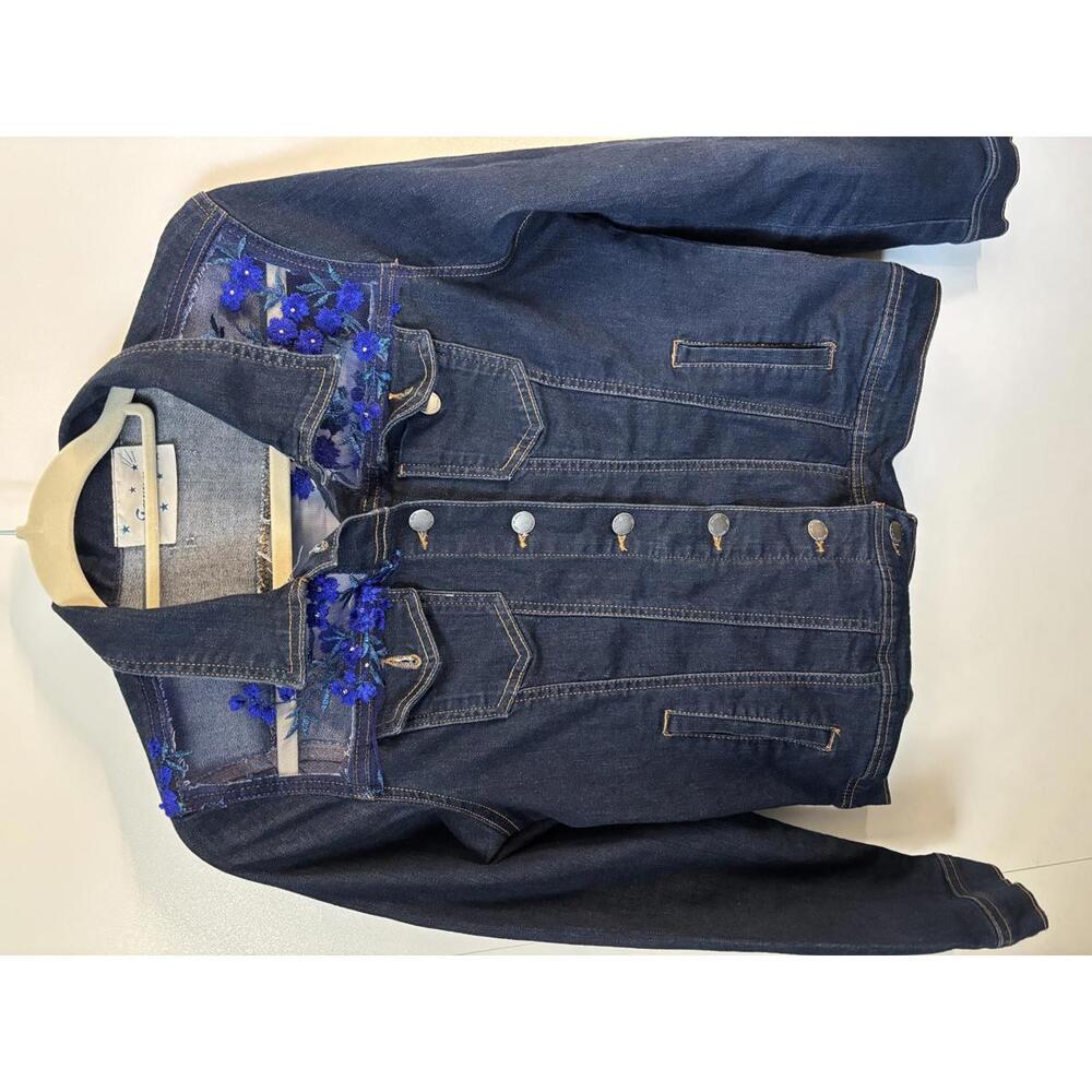 Tarra C’est Toi Lace Jean Jacket, Women’s L, Embroidered